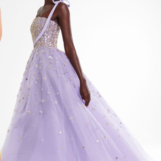 tulle evening gown with beads