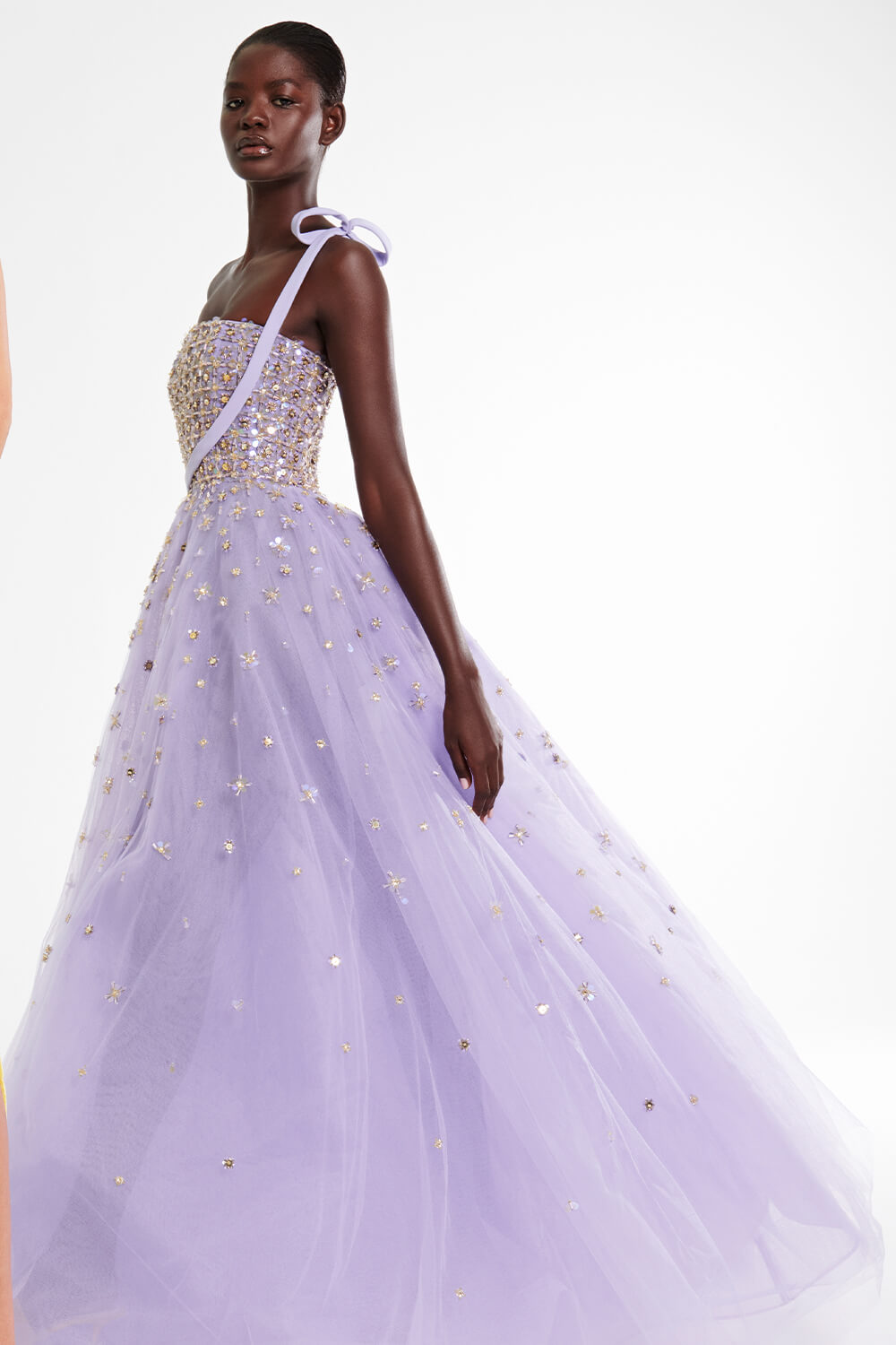 tulle evening gown with beads