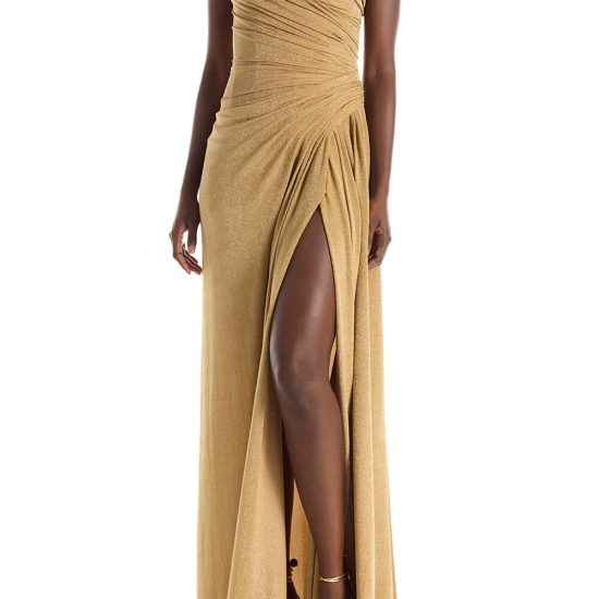 A-line strapless gown with slit