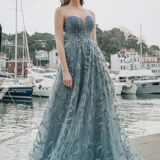 strapless evening gown