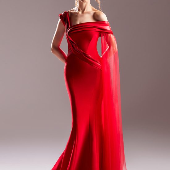 red evening dress