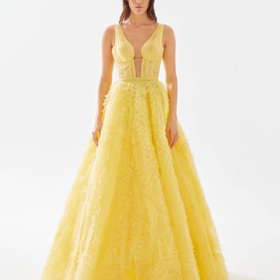 A line Yellow Evening Dress