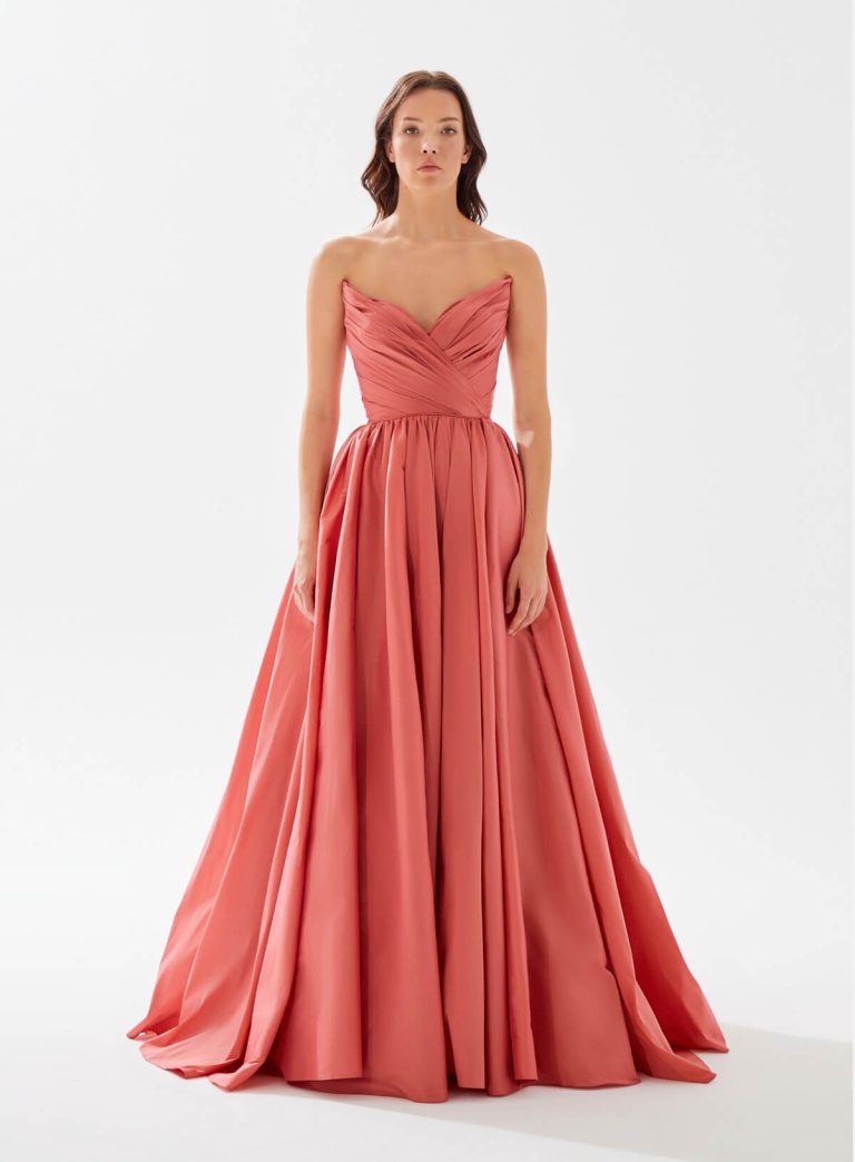 strapless evening gown