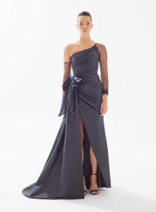 98226 | Sheer Long Sleeve Gown