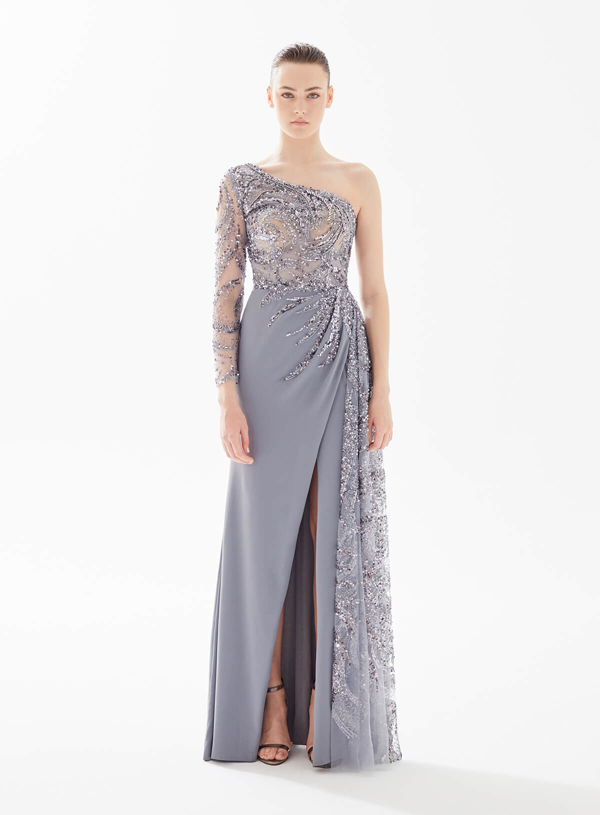 beaded soiree gown