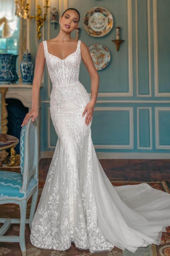 mermaid simple wedding gown back