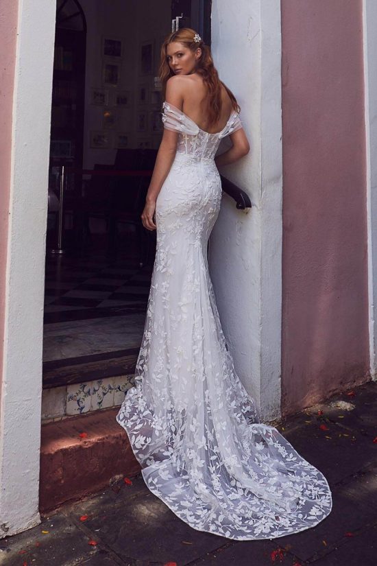 mermaid simple wedding gown back