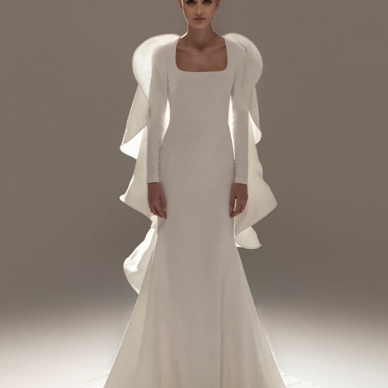 long-sleeved wedding gown
