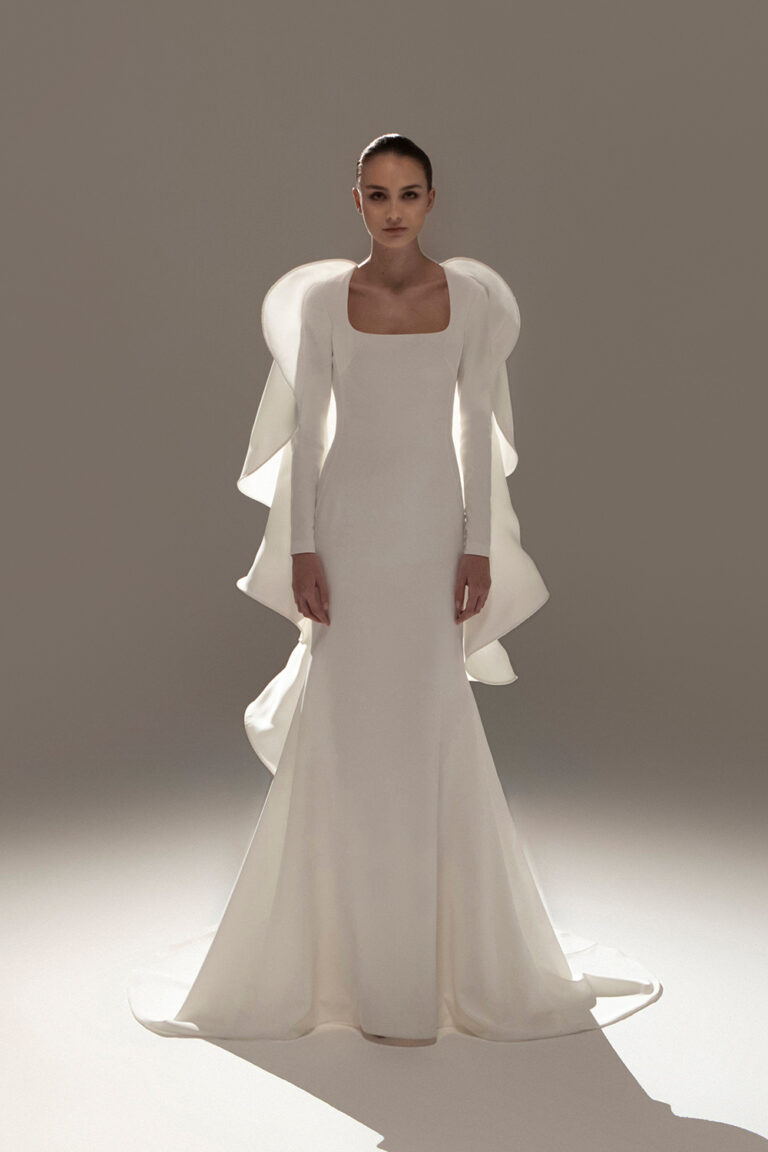 long-sleeved wedding gown