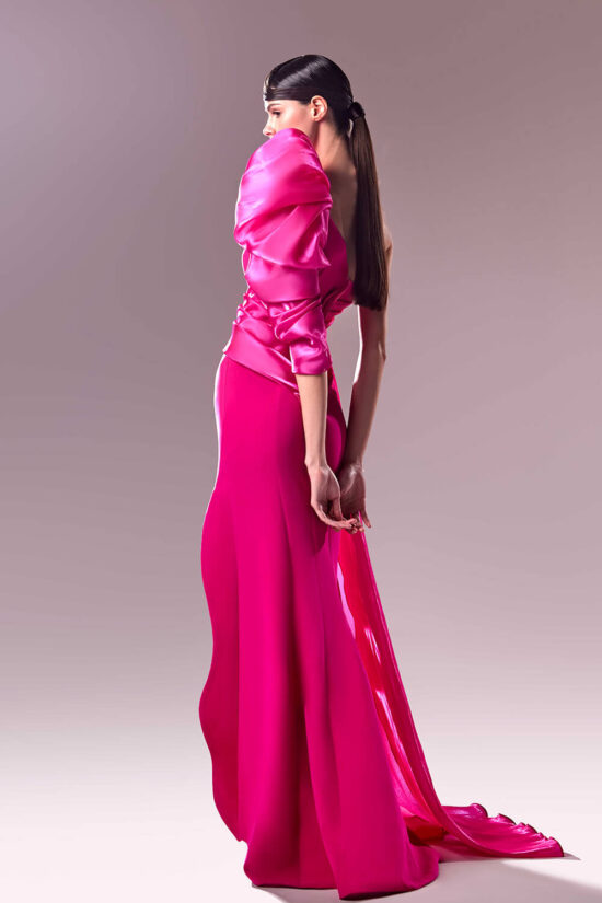 elegant pink evening gown