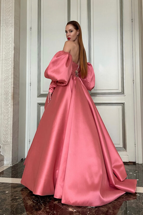 pink dress with oversized sleeves