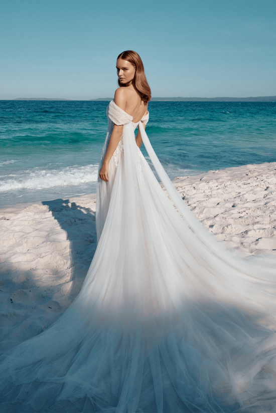 flowing bridal gown