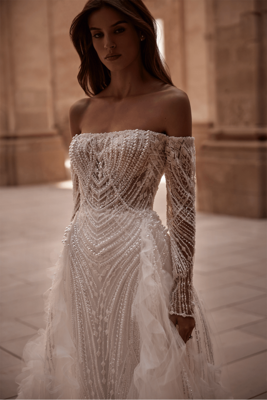 white bridal gown