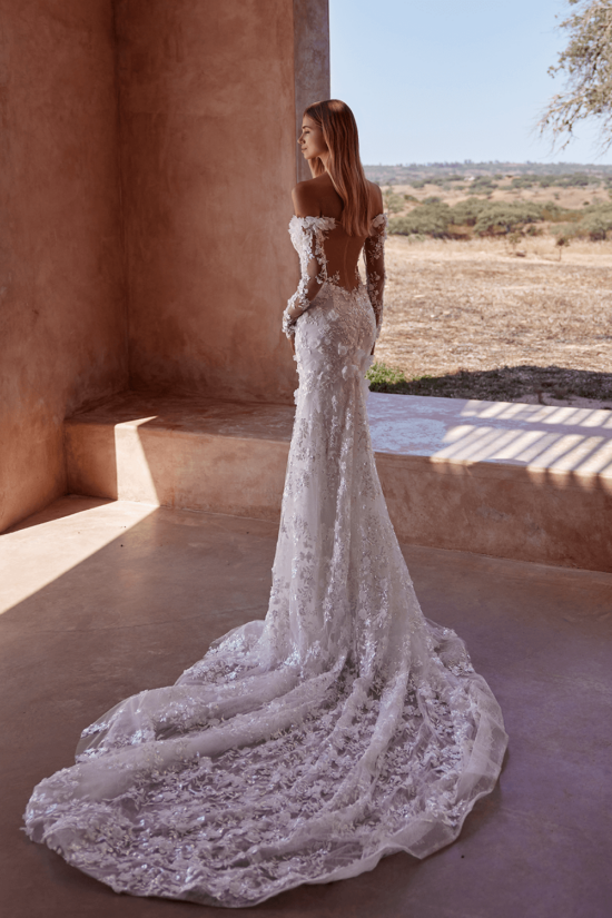 white wedding gown