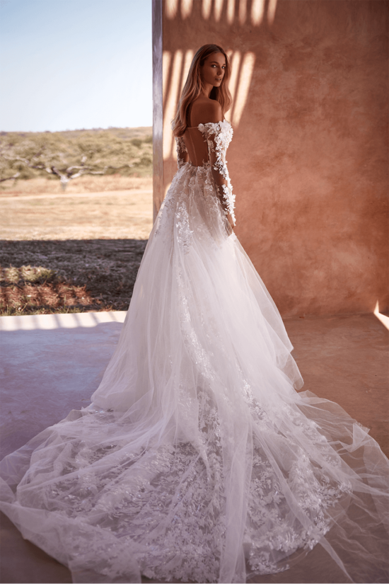 white bridal gown