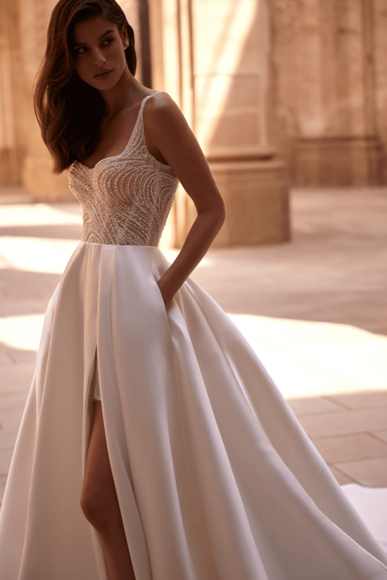 white refined wedding dress