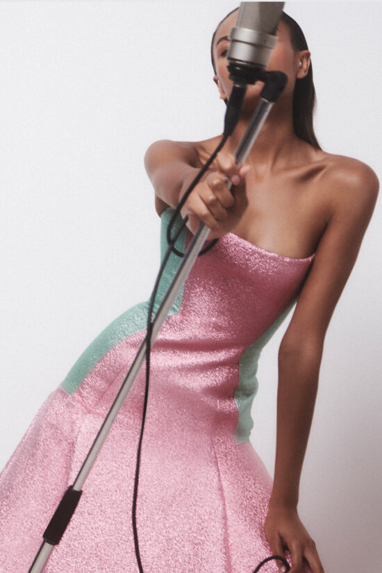 Modern Glitter Long strapless Dress