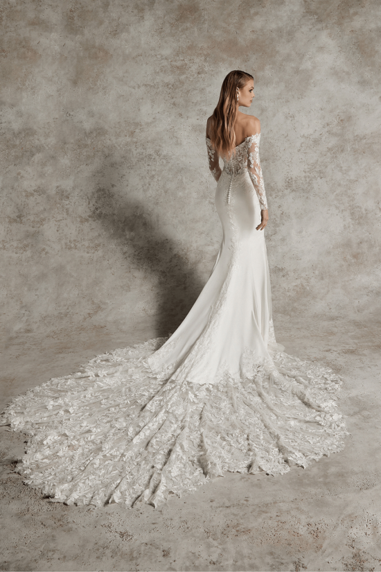 romantic lace mermaid wedding dress with sleeves