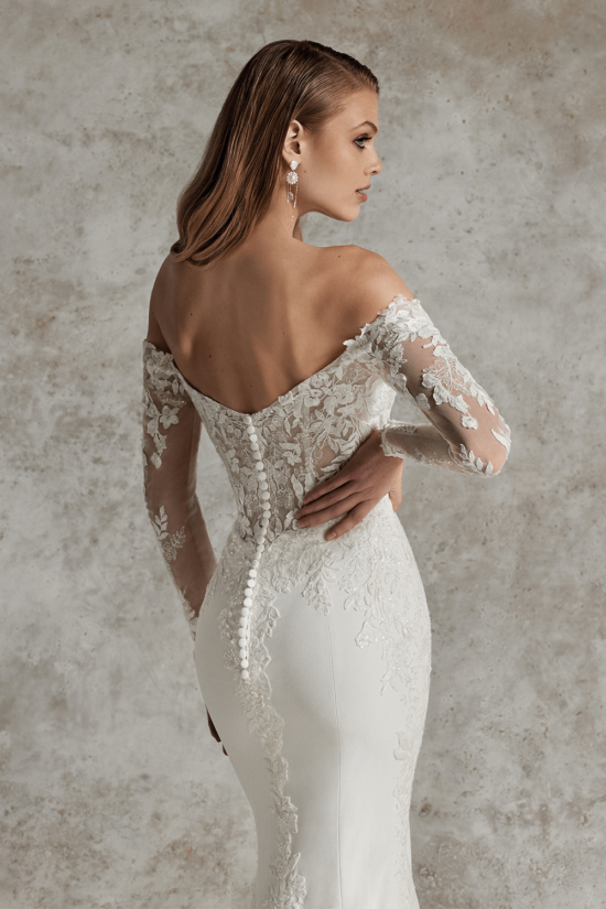 romantic lace mermaid wedding dress with sleeves