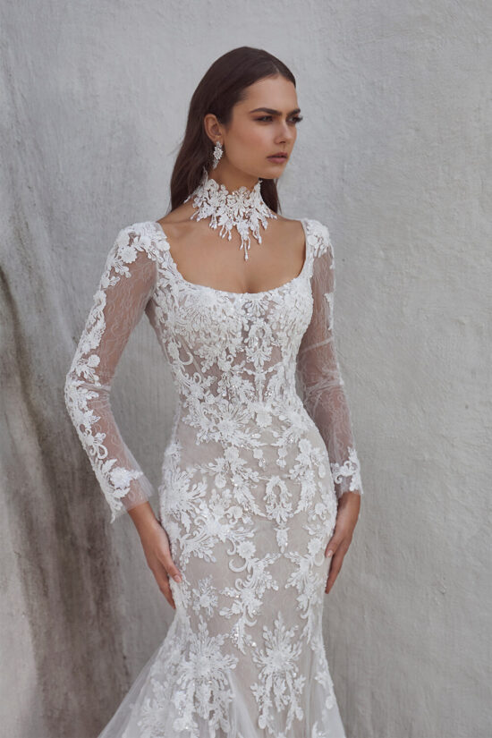 Lace mermaid Birdal Dress with sleeves