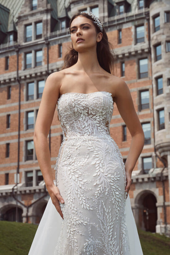 Strapless Lace Wedding dress with an over skirt