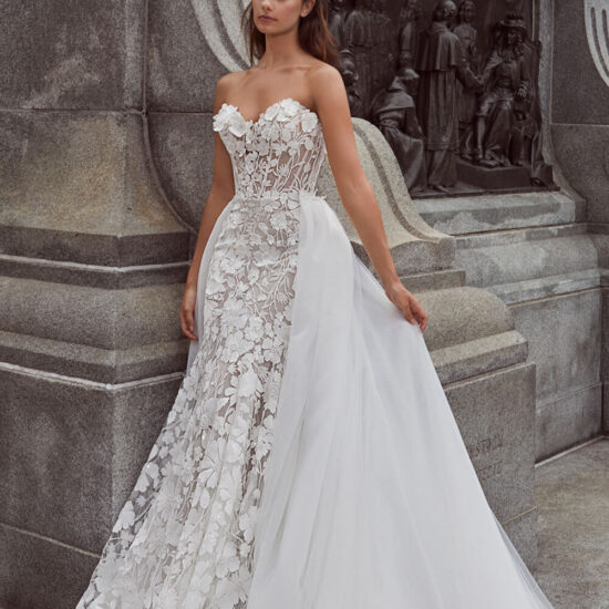 Unique Strapless Lace Bridal Dress with Multiple Designs