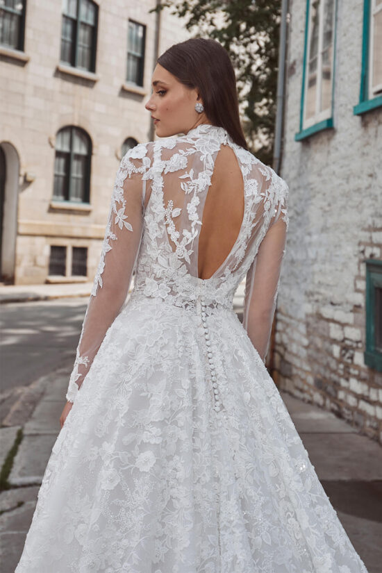 Lace bridal gown with long sleeves