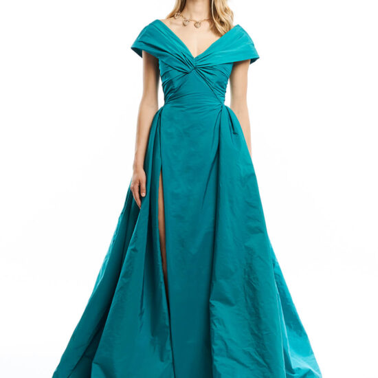 Off shoulder evening dress