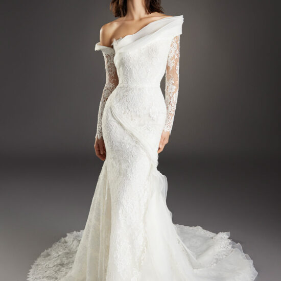 Unique lace wedding dress with sleeves