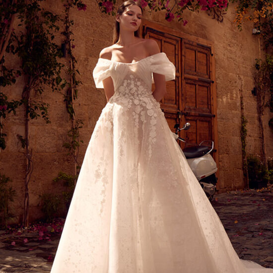 Elegant off shoulder wedding dress