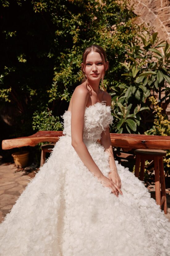 Feather bridal gown