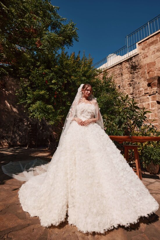 Feather bridal gown