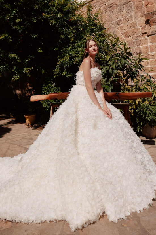 Feather bridal gown