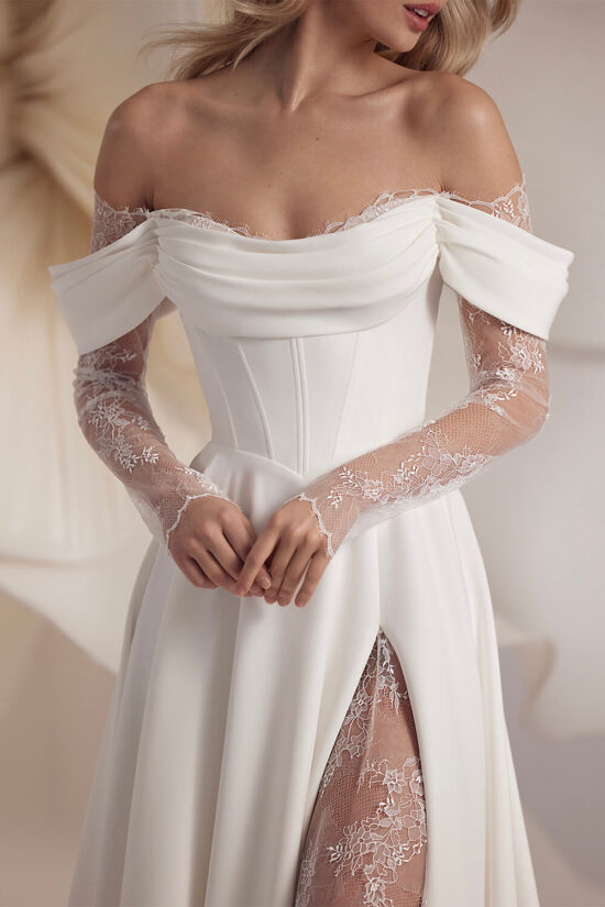 Off shoulder wedding dress