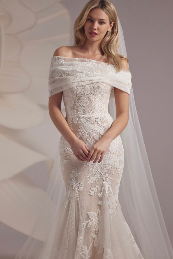 Off Shoulder lace bridal dress