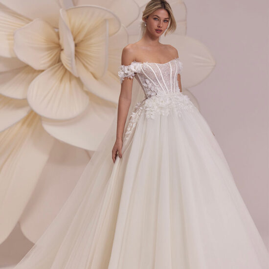 off Shoulder Tulle Bridal Dress