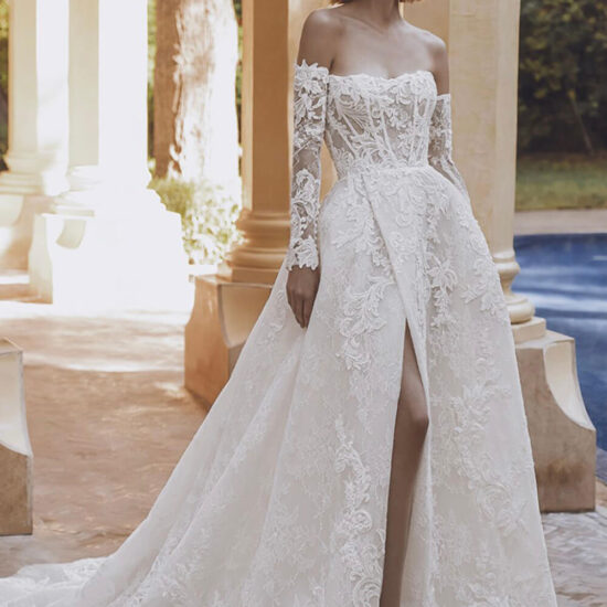 Lace Bridal Gown with Detachable Sleeves