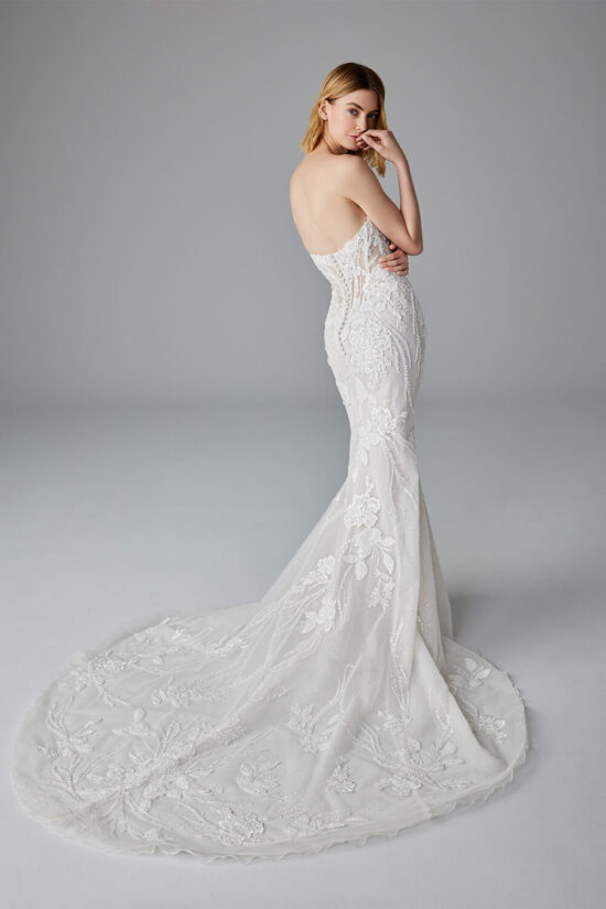 Strapless lace bridal dress