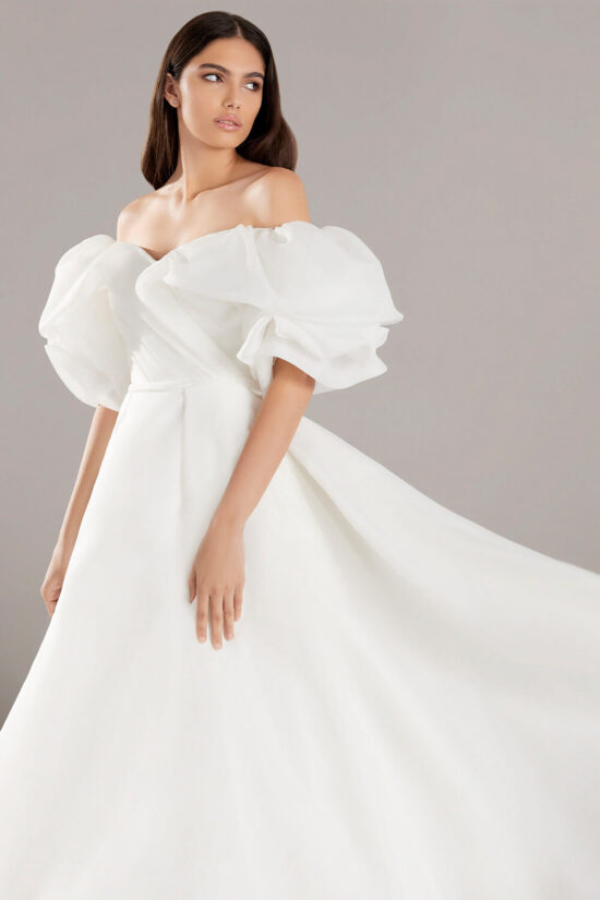 off shoulder bridal gown