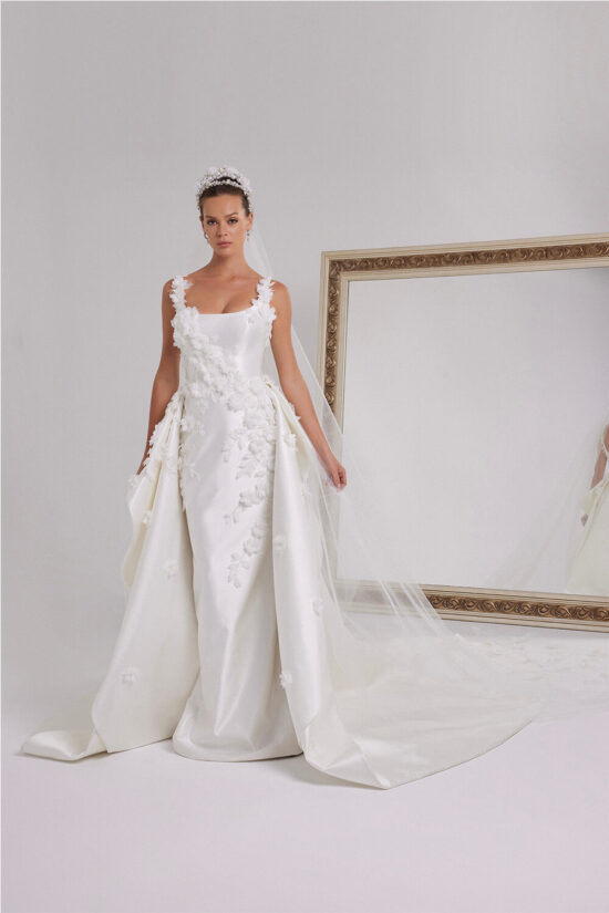 Bridal dress with overskirt