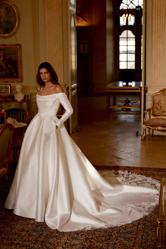 elegant bridal dress with sleeves