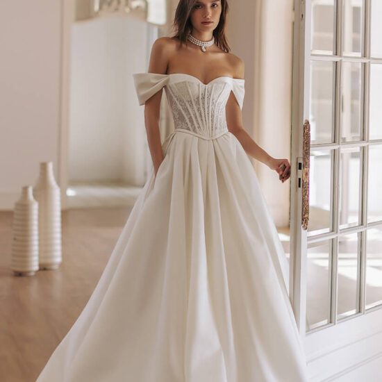 off Shoulder Corset Bridal Dress