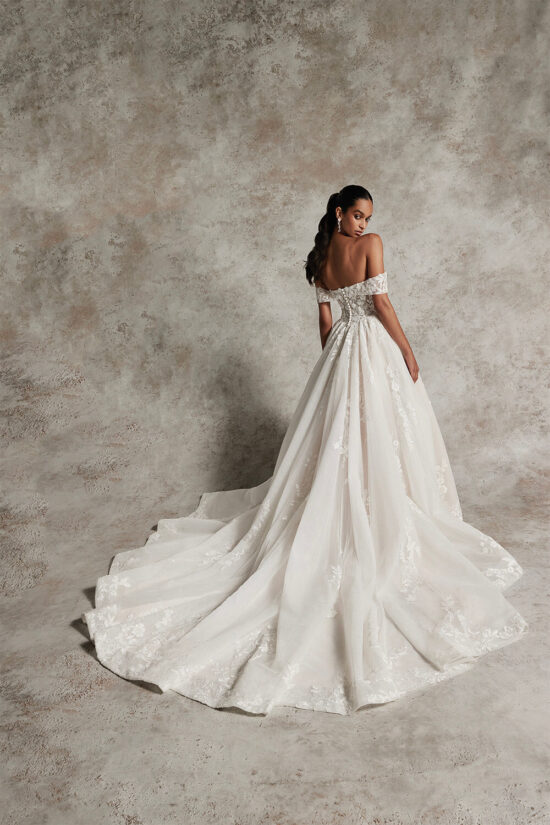 off shoulder wedding dress