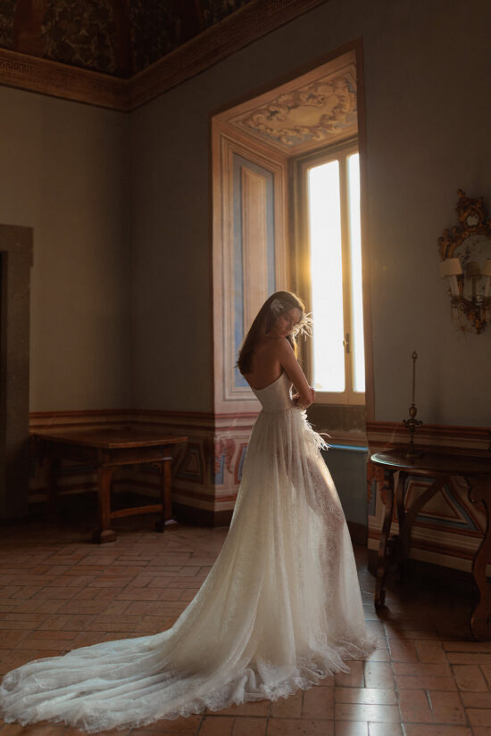 Lace Corset Strapless Bridal Dress