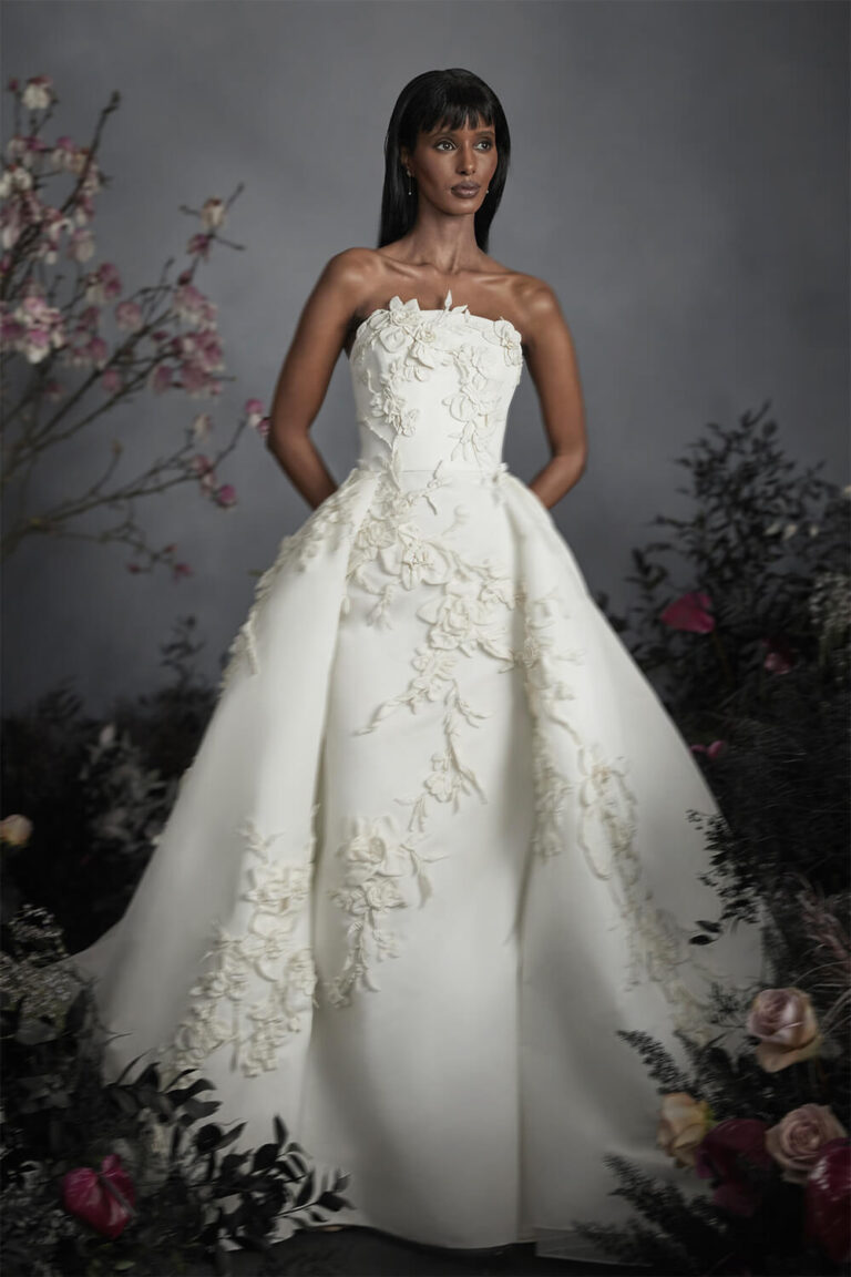 Unique bridal dress with overskirt