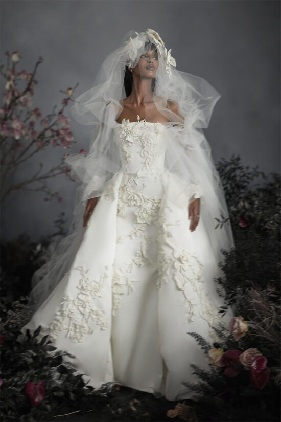 Unique bridal dress with overskirt