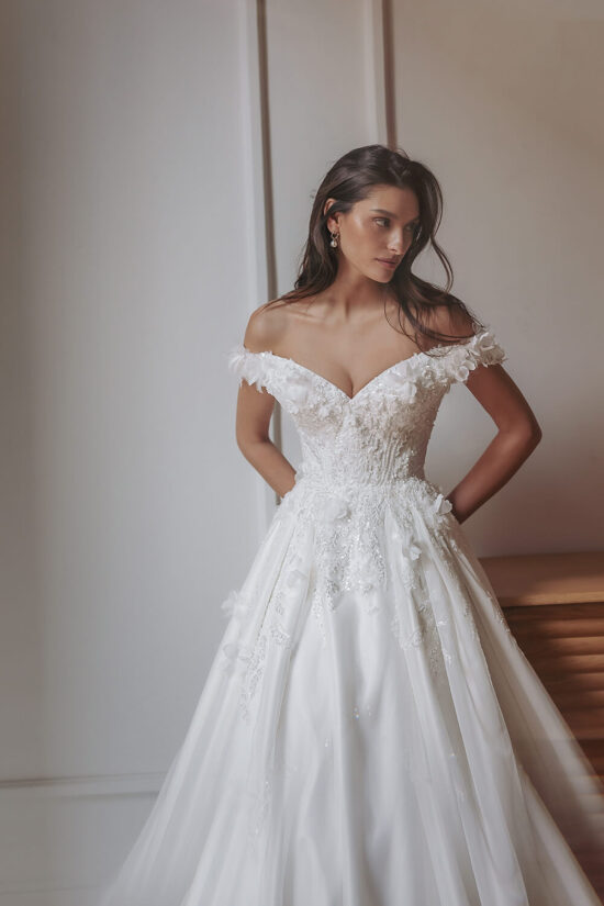 Off Shoulder Embroidered Bridal Dress