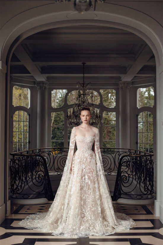 Unique Lace tulle bridal dress