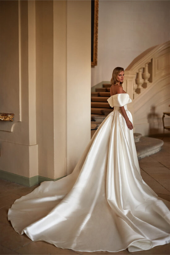 Off Shoulder Satin Bridal Dress