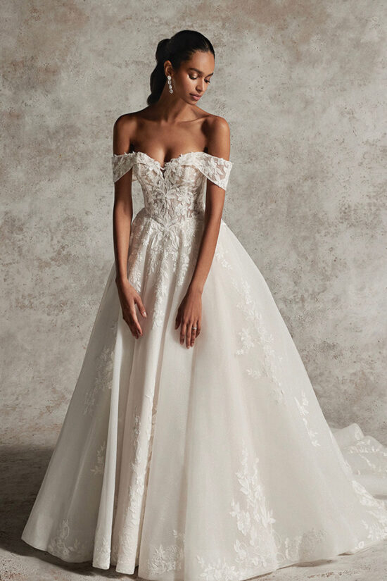 off shoulder wedding dress